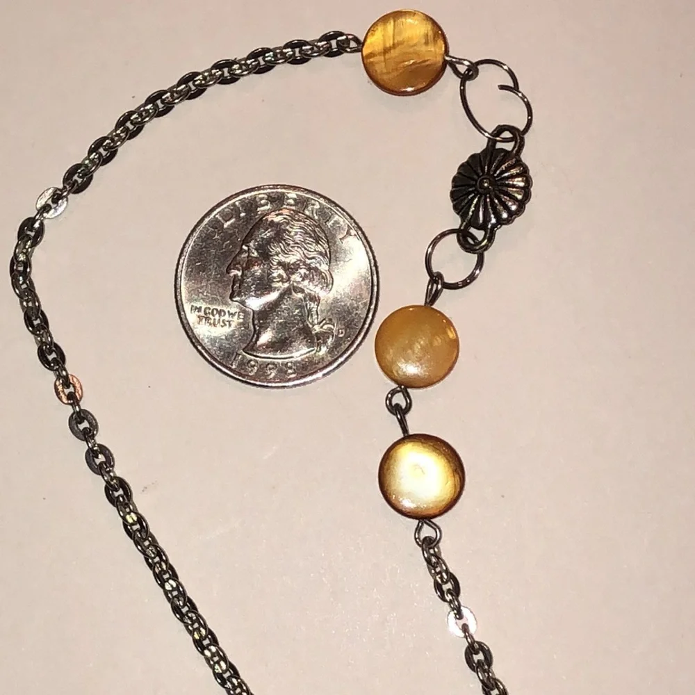 Elegant Silver Tone Shell Beaded Boho Dainty Necklace